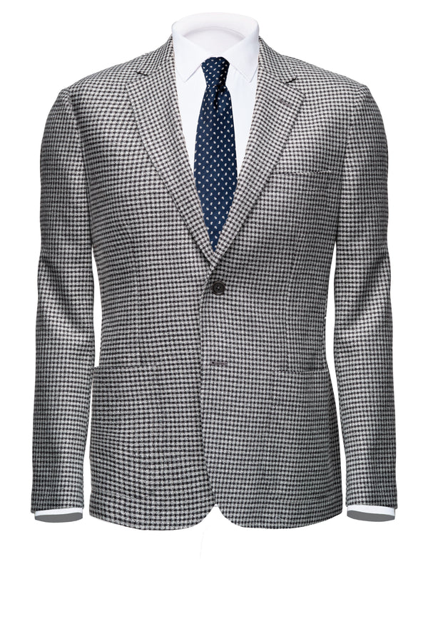 Grey Pied de Poule Wool Blazer by Tollegno - BAZOOKA 