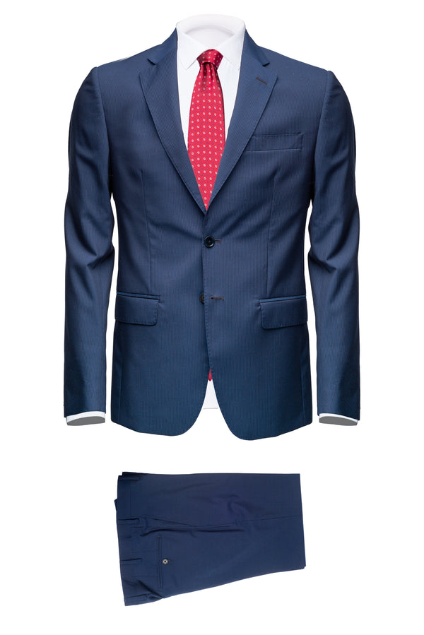 Navy Wool Pinstripe Suit by Tollegno - BAZOOKA 