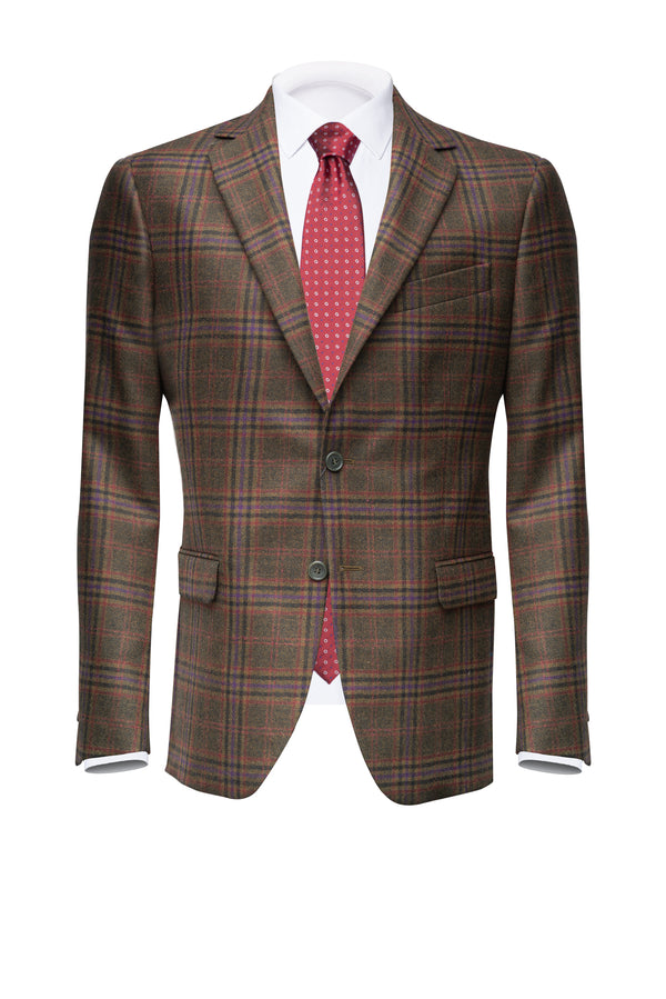 Brown Prince of Wales Wool Blazer (Regular) - BAZOOKA 