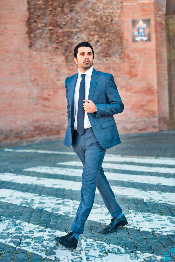 Blue Windowpane Suit - BAZOOKA 