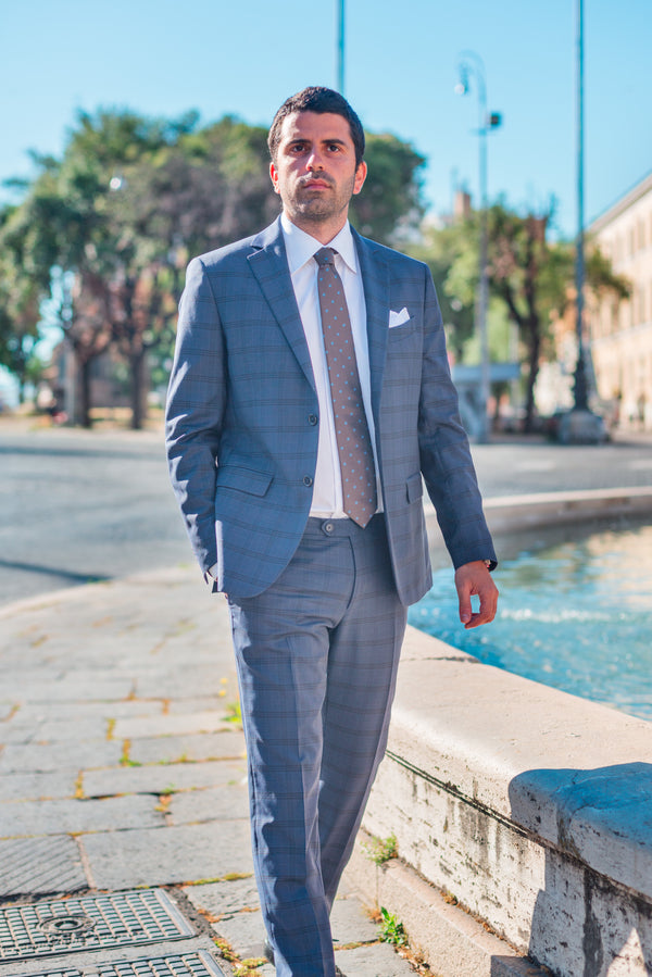 Dark Blue/Black Prince of Wales Suit - BAZOOKA 