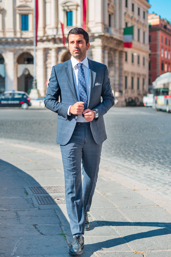 Blue Windowpane "Tortora" Suit - BAZOOKA 