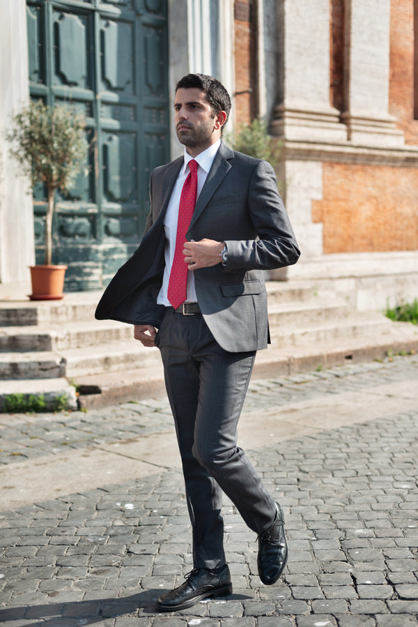 Dark Grey Prince of Wales Suit with light blue by Campore - BAZOOKA 