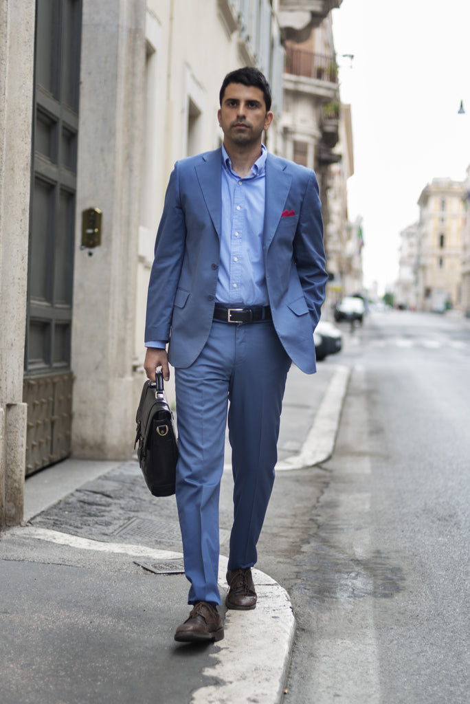 Blue Cotton Suit - BAZOOKA 