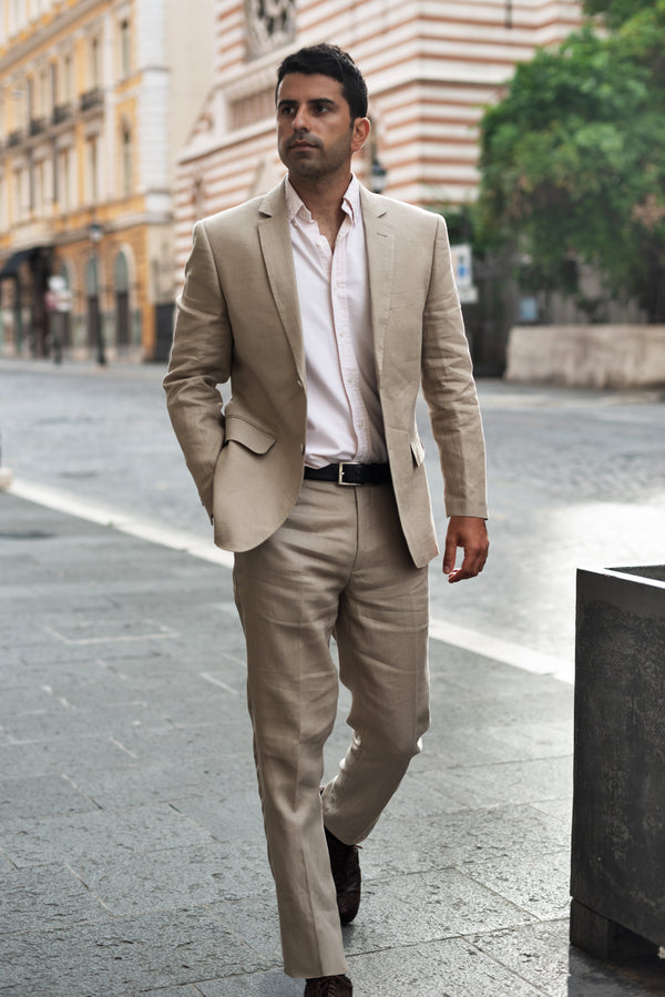 Beige Linen Suit - BAZOOKA 