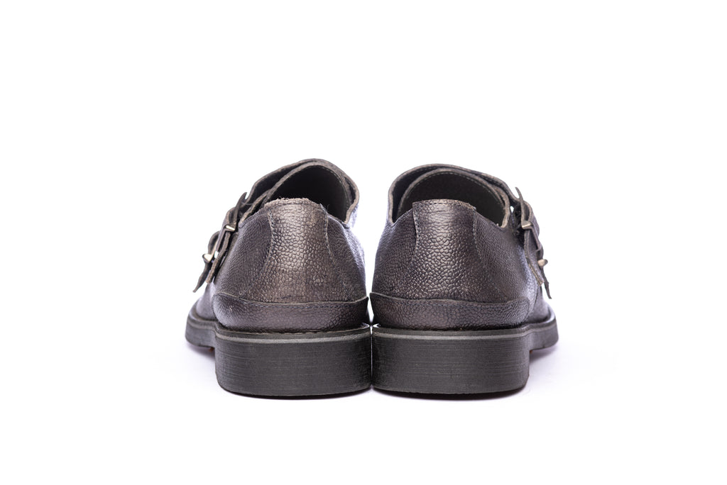 Grey Double Monk Strap Shoes - BAZOOKA 