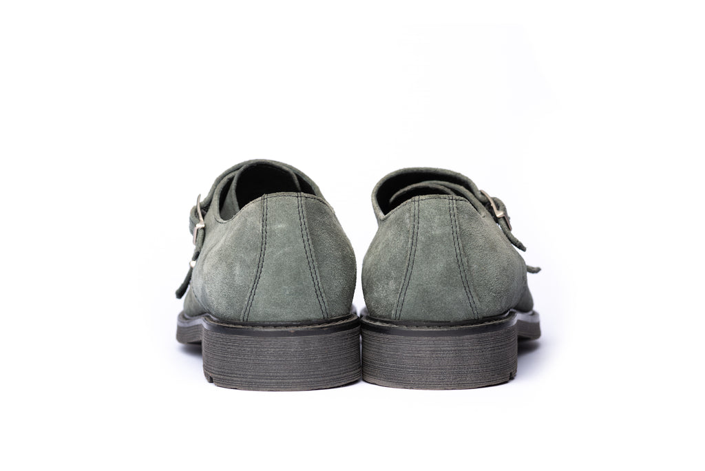 Grey suede monk strap shoes hotsell