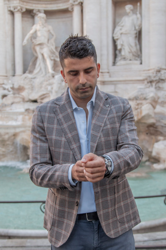 Checked Linen & Cotton Blazer - BAZOOKA 