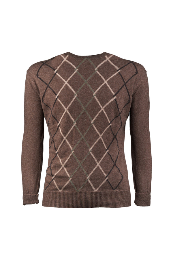 Light Brown Diamond Crewneck Sweater - BAZOOKA 