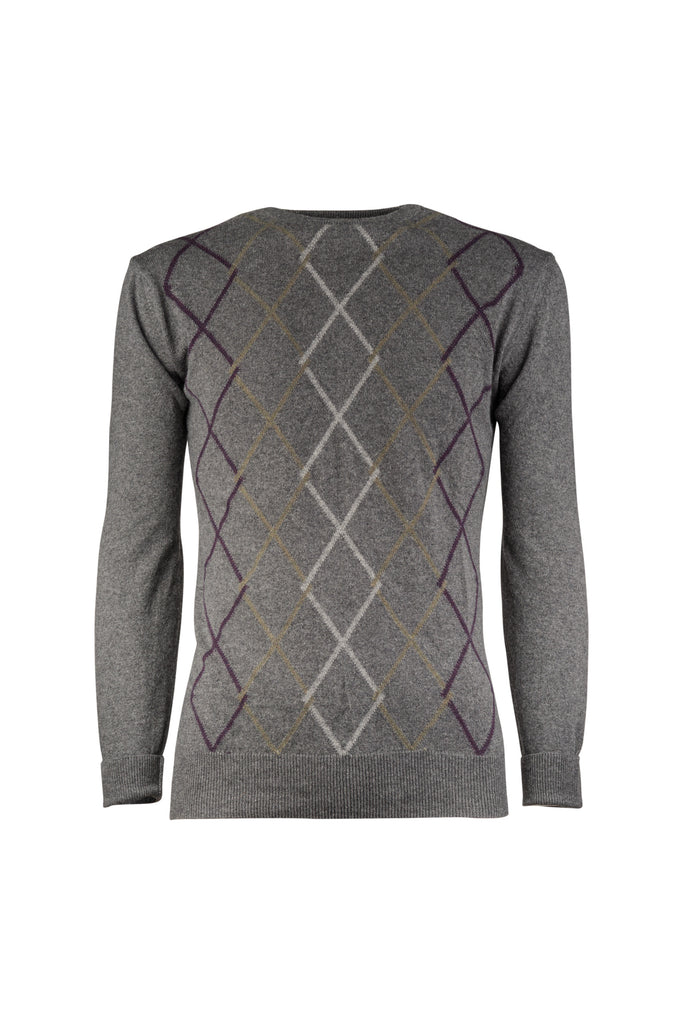 Grey Diamond Crewneck Sweater - BAZOOKA 