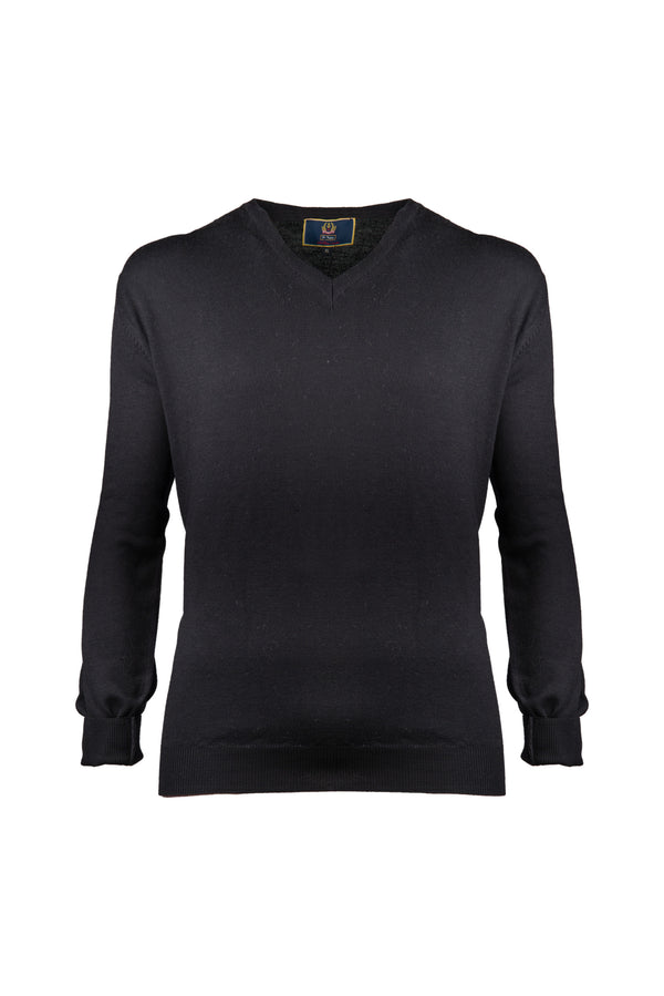 Black V-neck Wool Sweater - BAZOOKA 