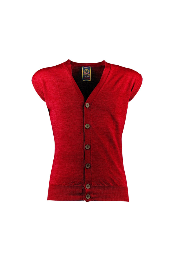 Red Merino Wool Vest - BAZOOKA 