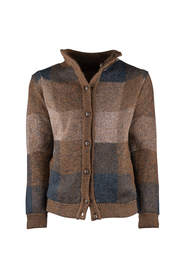 Brown Textured-knit Cardigan - BAZOOKA 