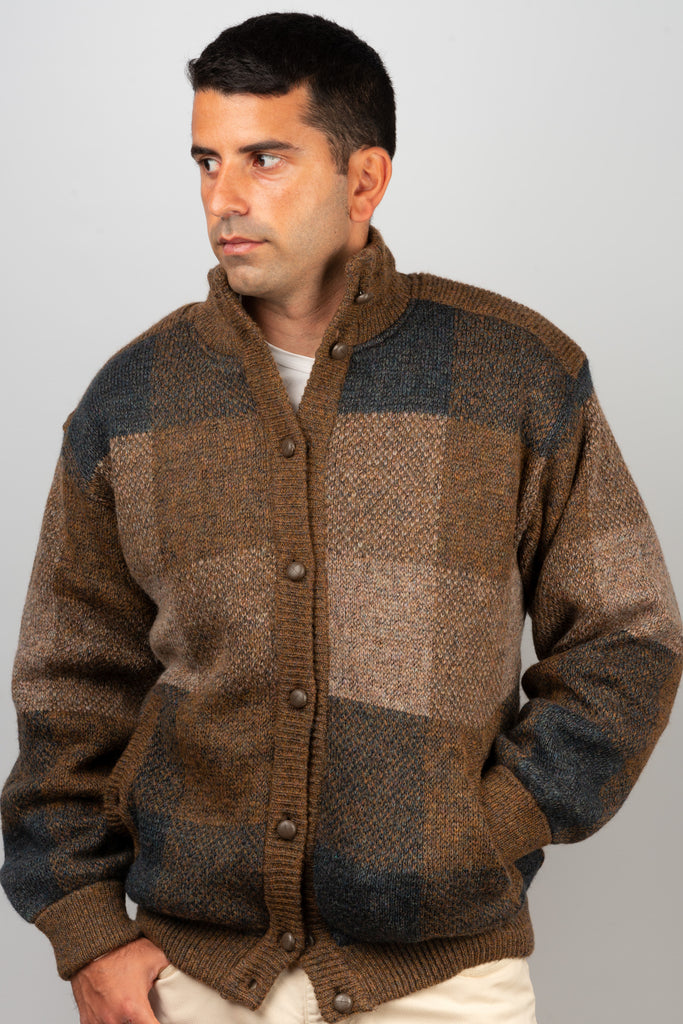 Brown Textured-knit Cardigan - BAZOOKA 