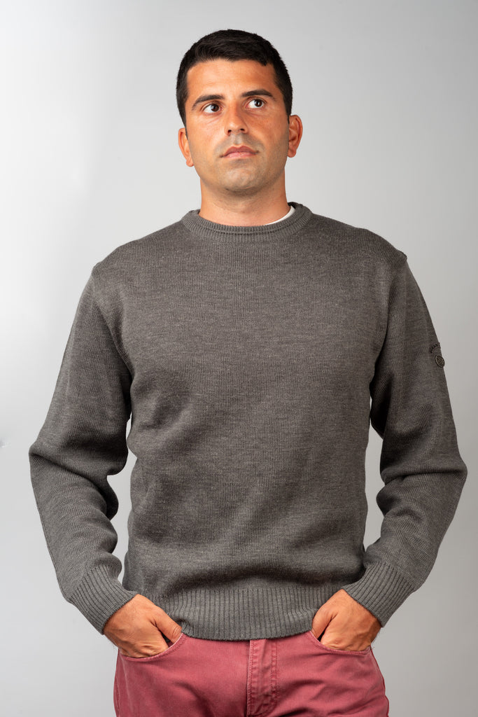 Grey Merino Crewneck Sweater - BAZOOKA 
