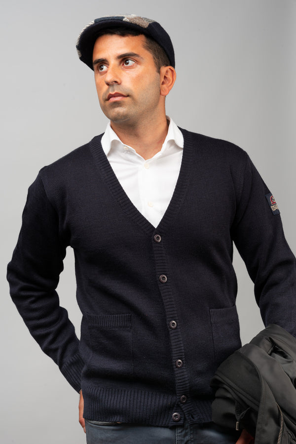 Blue Merino Cardigan - BAZOOKA 