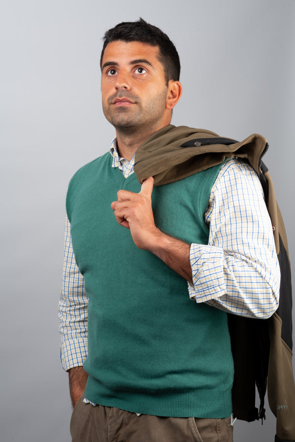 Green Cashmere Vest - BAZOOKA 