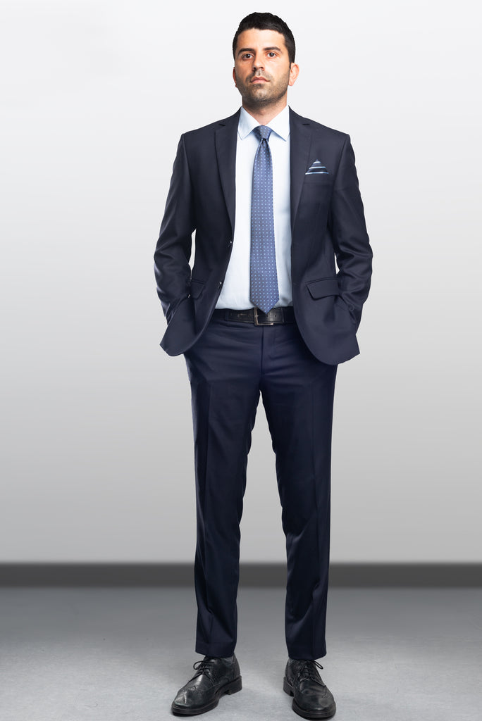 Navy Cool Wool Suit by Angelico - BAZOOKA 