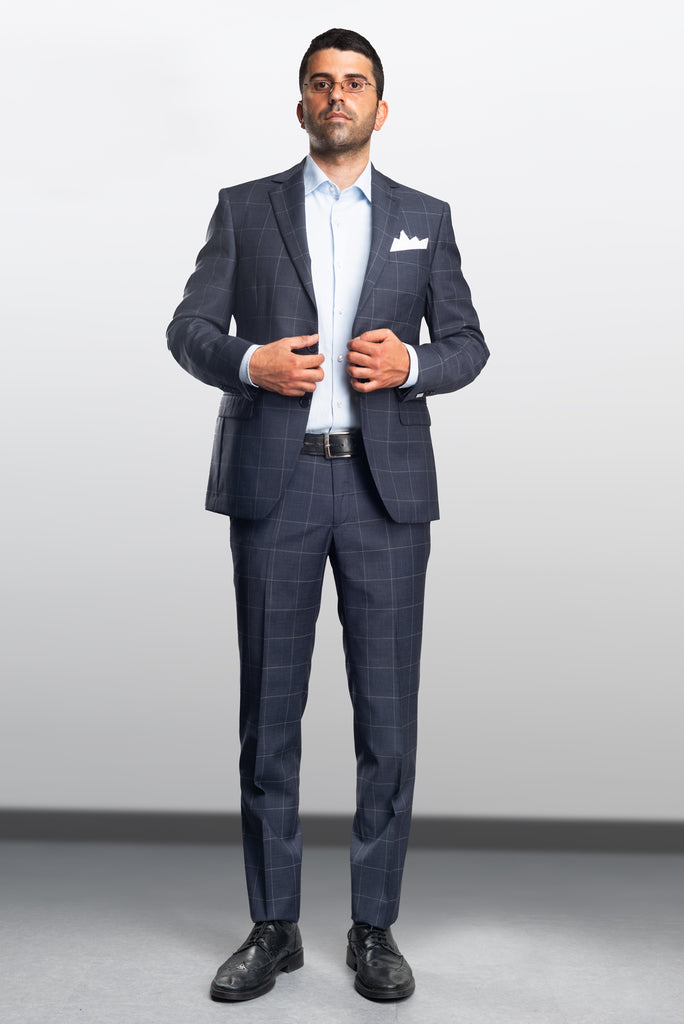 Grey Royal Windowpane Cool Wool Suit - BAZOOKA 