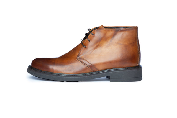 Smoked Brown Ankle Boot with Rubber Sole - BAZOOKA 