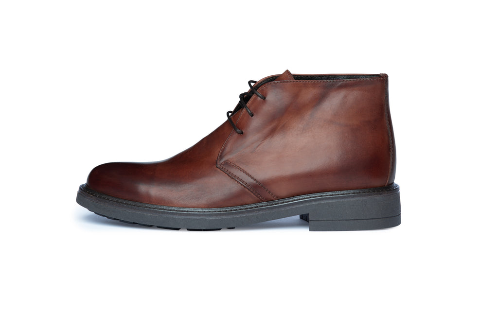 Medium Brown Ankle Boot with Rubber Sole - BAZOOKA 