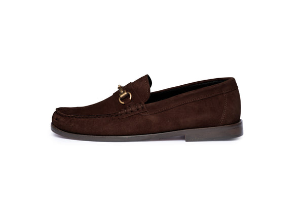 Dark Brown Suede Loefer with Leather Sole - BAZOOKA 