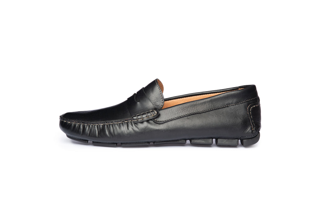 Black Summer Mocassin , Rubber Sole - BAZOOKA 