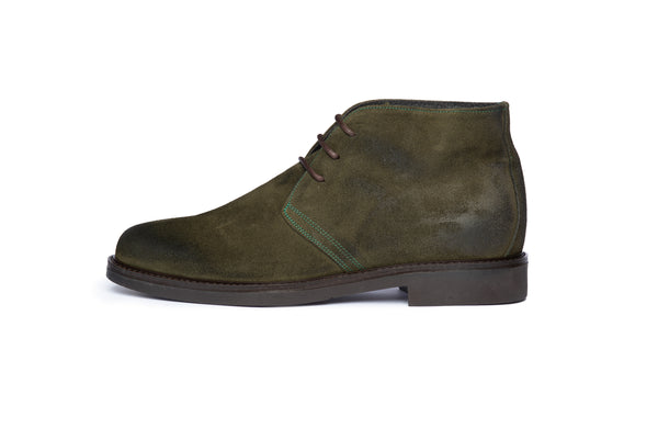 Green Suede Ankle Boot with Rubber Sole - BAZOOKA 