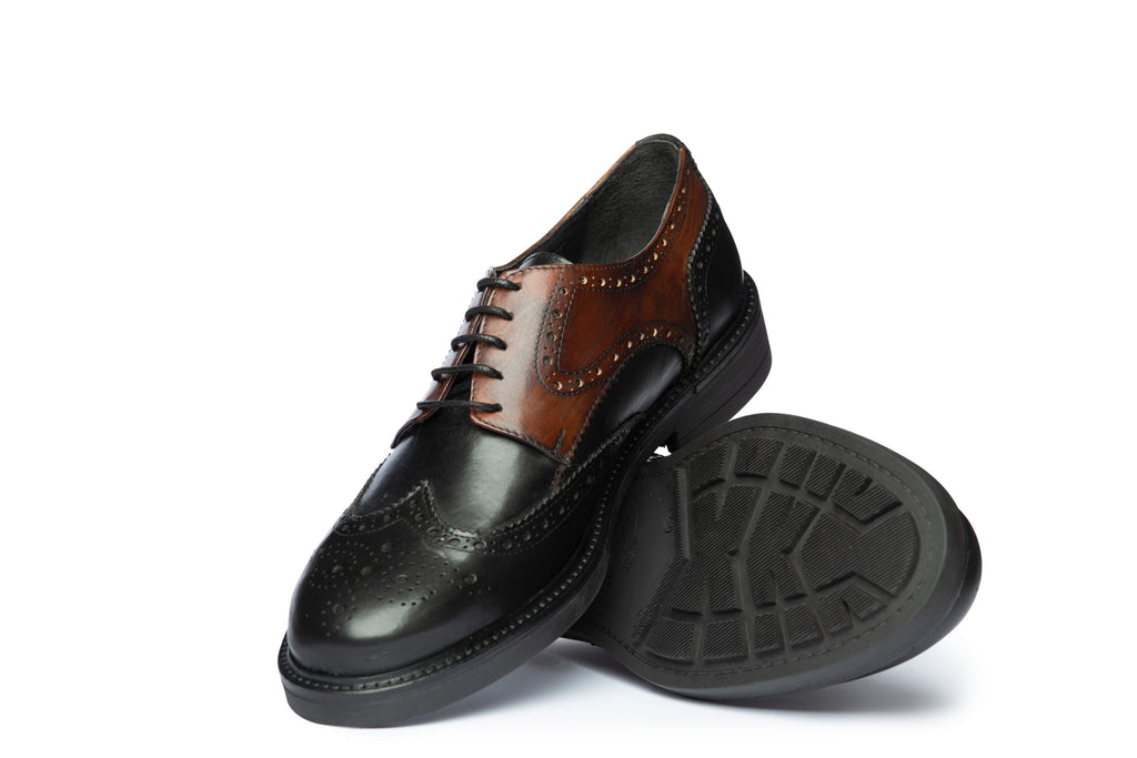 Brown/Black Brogue Derby - BAZOOKA 