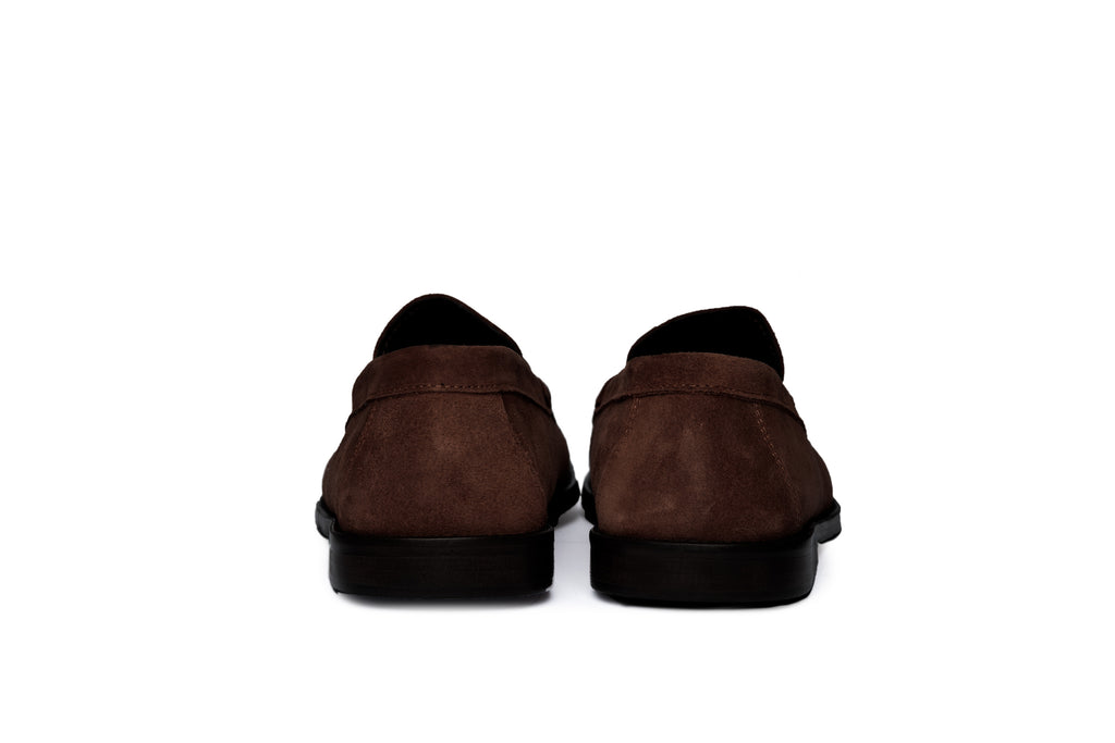 Dark Brown Suede Loefer with Leather Sole - BAZOOKA 