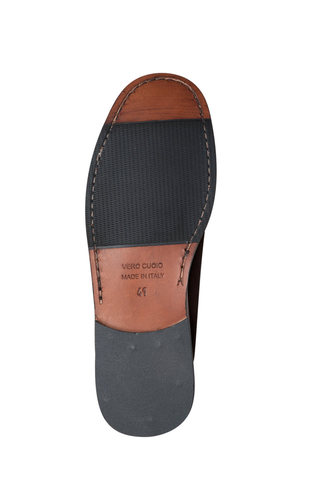 Dark Brown Suede Loefer with Leather Sole - BAZOOKA 