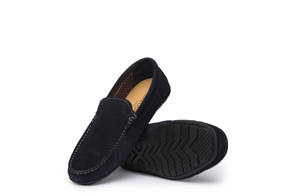 Dark Blue Suede Mocassin - BAZOOKA 