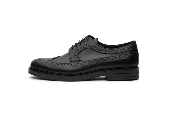 Black Brogue Derby Rubber Sole - BAZOOKA 