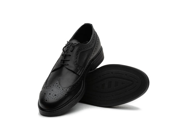 Black Brogue Derby Rubber Sole - BAZOOKA 