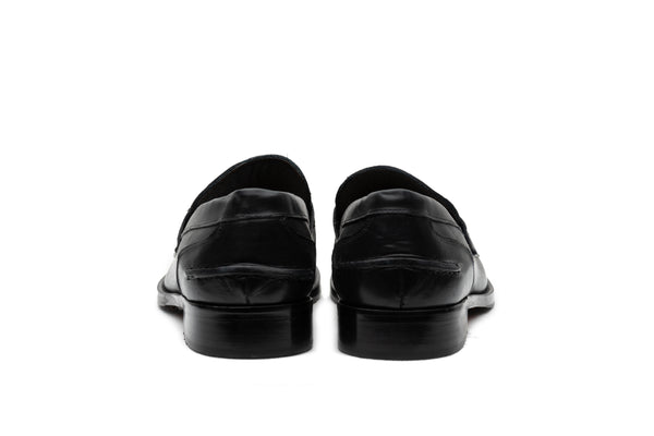 Black Stitched Leather Loefer - BAZOOKA 