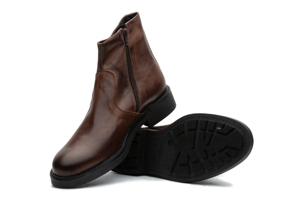 Brown Zip Ankle Boot - BAZOOKA 