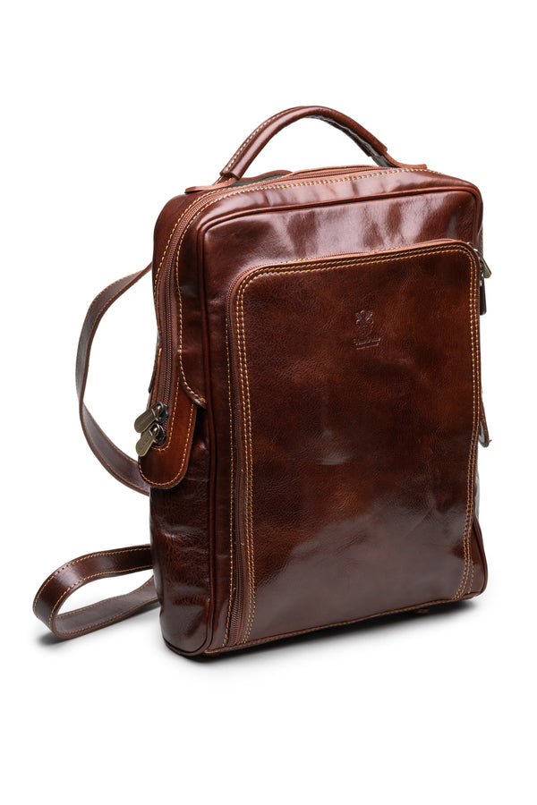 Dark Brown Leather Backpack - BAZOOKA 