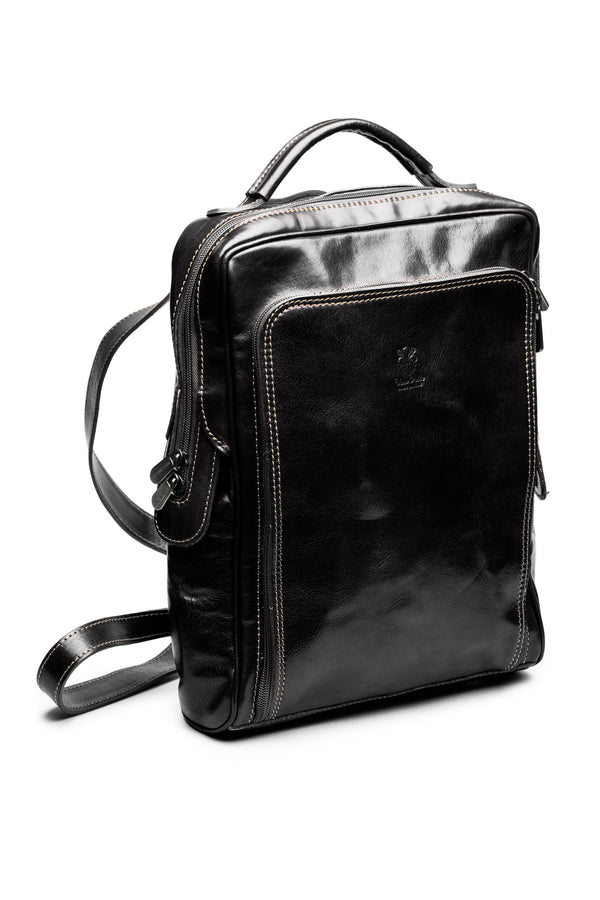 Black Leather Backpack - BAZOOKA 