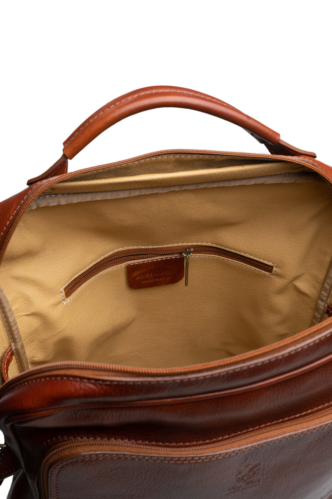 Tanned Brown Leather Backpack - BAZOOKA 