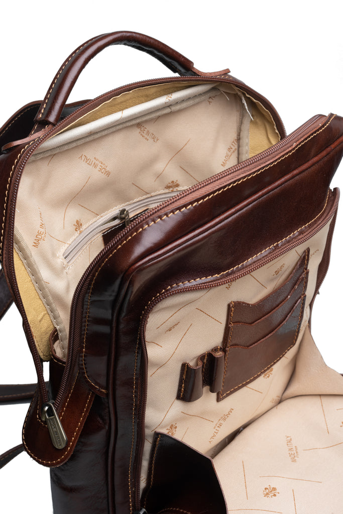 Dark Brown Leather Backpack - BAZOOKA 