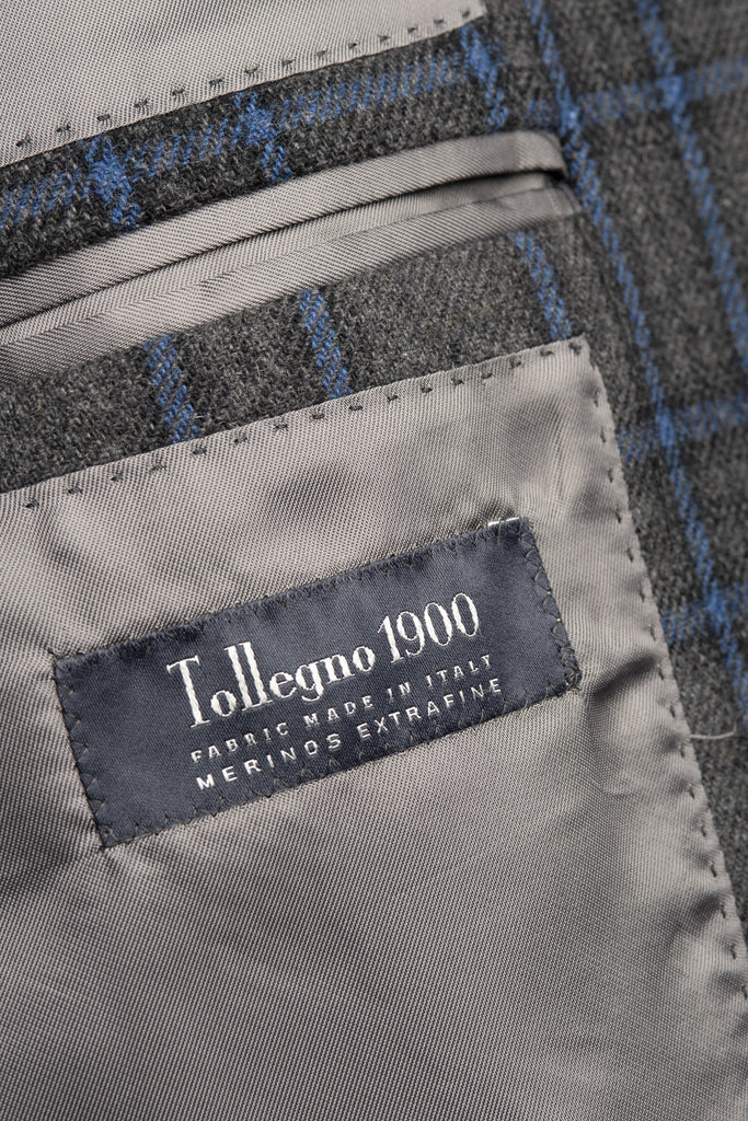 Grey/Blue Prince of Wales Jacket by Tollegno - BAZOOKA 